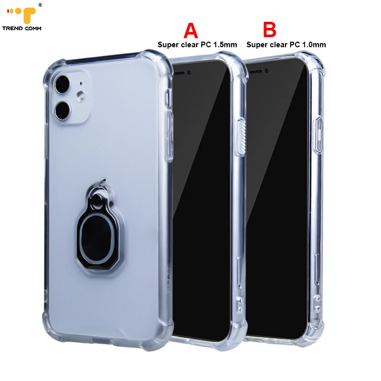 

Shockproof Clear Mobile Phone Case With Ring Holder For iPhone 11 Pro Case, Transparent