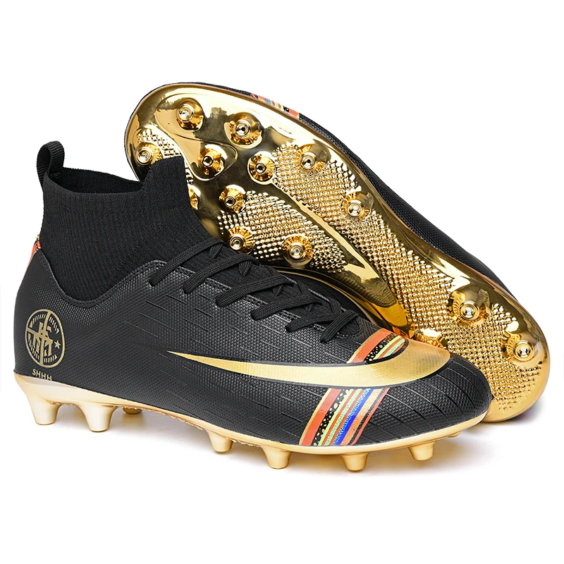 Men Sport High Ankle high quality Football Boots professional Outdoor AG Long Spikes Soccer shoes hot sale superfly wholesale