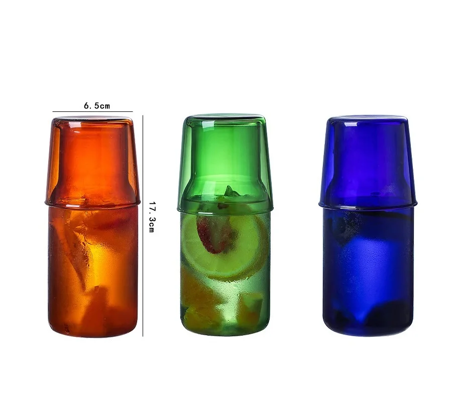 

Ins Ready to Ship Handmade Solid Colour Single Wall Glass Carafe Sets with matching Cups for any Occasion, Solid colored