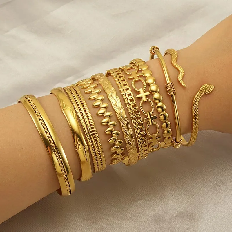 

Customizable Wholesale Fashion jewelry Stainless Steel 18K Gold Plated Bracelets For Women