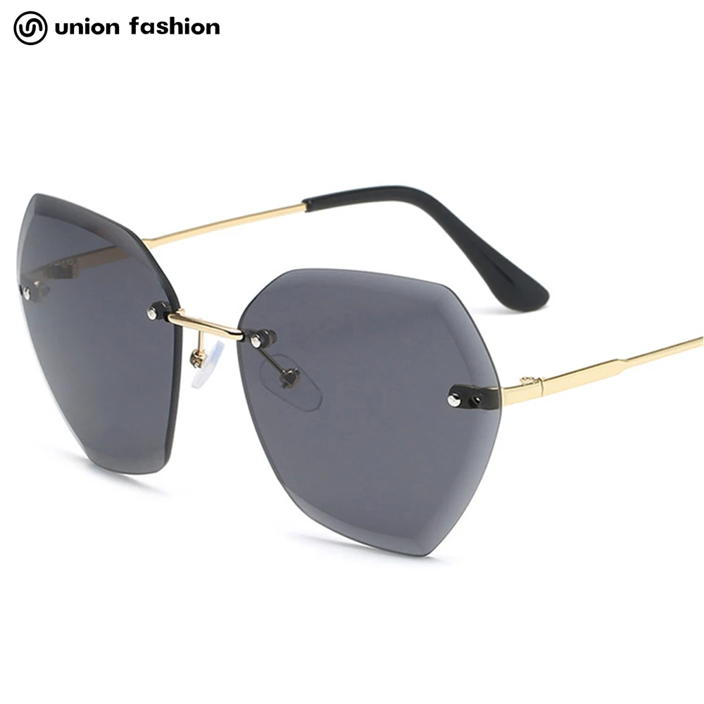 

Union Fashion Custom Logo Kids Metal Polygon Rimless Boy Girls Sunglasses, 7 colors