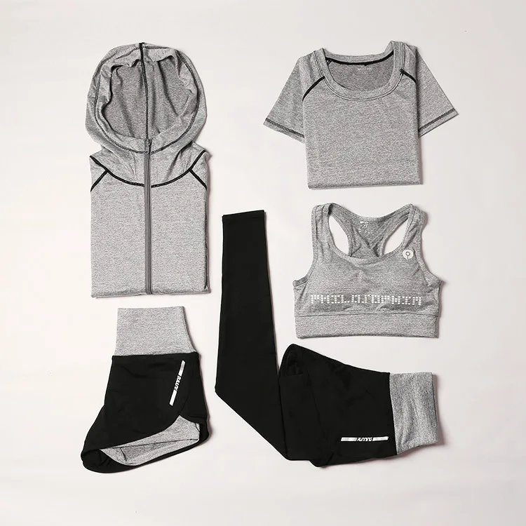 

Wholesale fashion comfortable breathable Women Sport Wear 5 Pieces Yoga Set Girls sport leggings women fitness, Colors