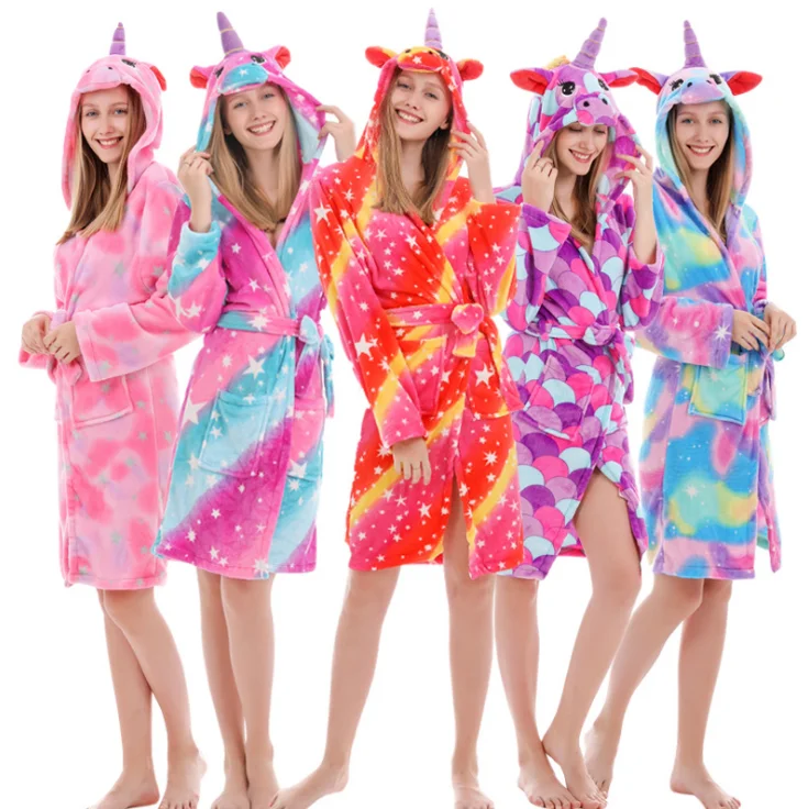 

Children's Bathrobes Unicorn Children's Pajamas Baby Nightgowns Girls Kids flannel fleece unicorn pajamas