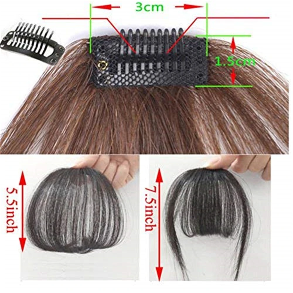 Cheap Clip In Human Hair Bangs Colorful Air Fringe Hairpieces Flat