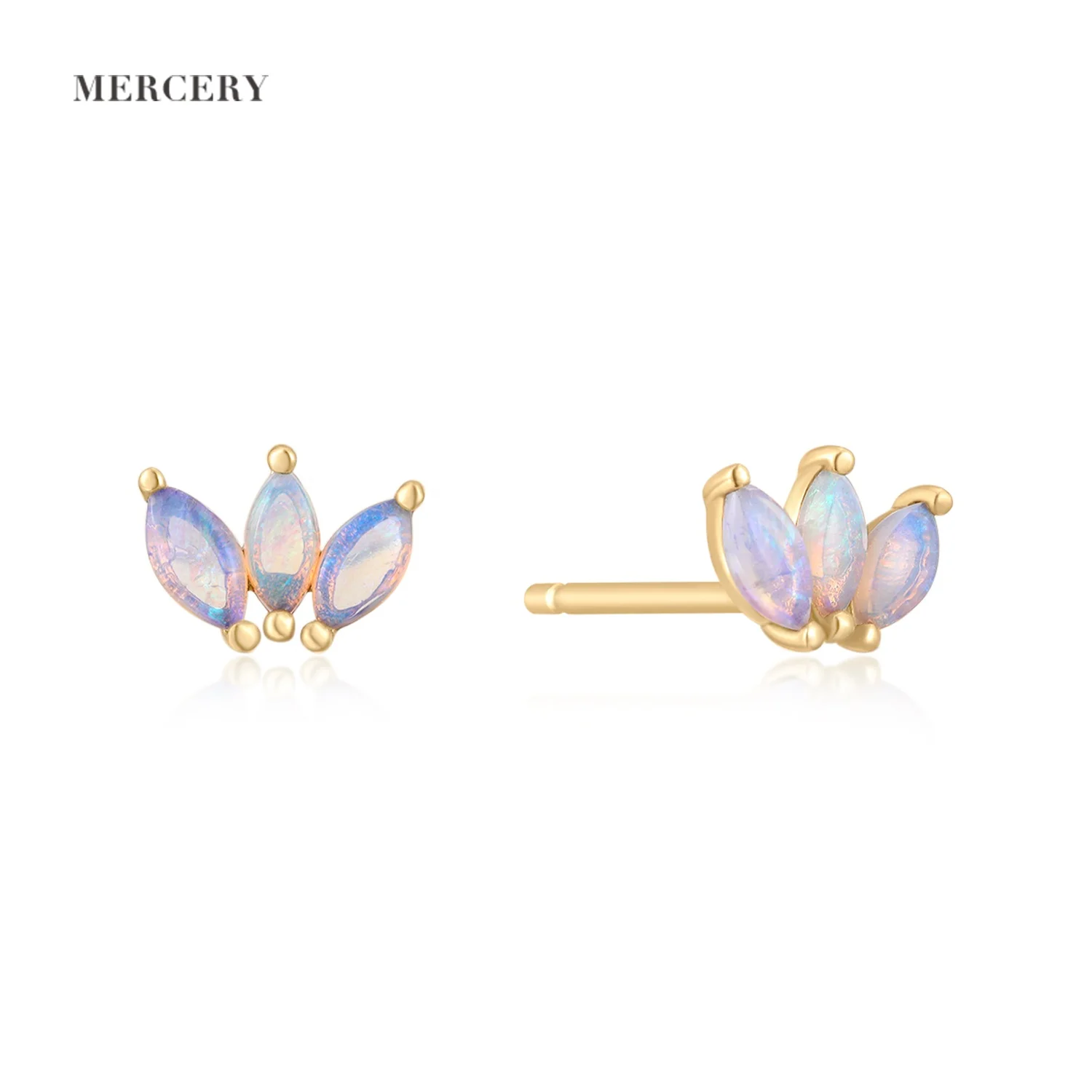 

Mercery Luxury Joyeria Colorful Gemstone Earrings Stackable Horse Eye Aretes Naturel Opal Jewelry 14k Solid Gold Earring Studs