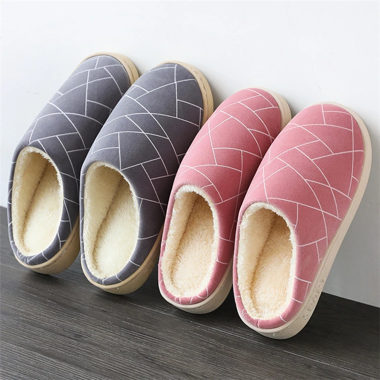 

2020 winter Korean style simple hotel ladies slippers thick-soled home indoor couple cotton slippers, Pictures