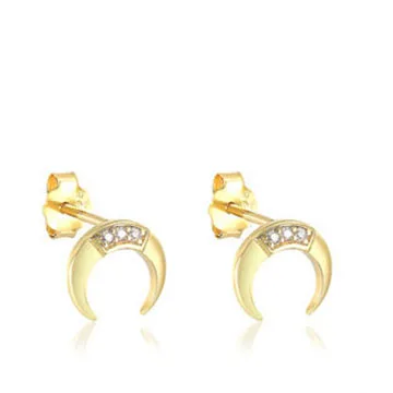 

Delicate Cute Stud Earring Moon Shape 925 Sterling Silver Earring For Girls Gifts Jewelry, Gold