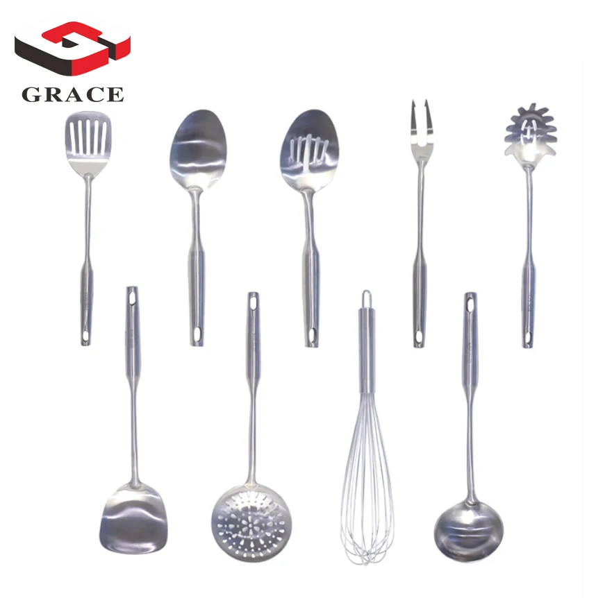 

Grace Cooking Utensils Kitchen Supplies Multifunctional Nonstick Cookware Set Stainless Steel Kitchen Utensil Set, Silver