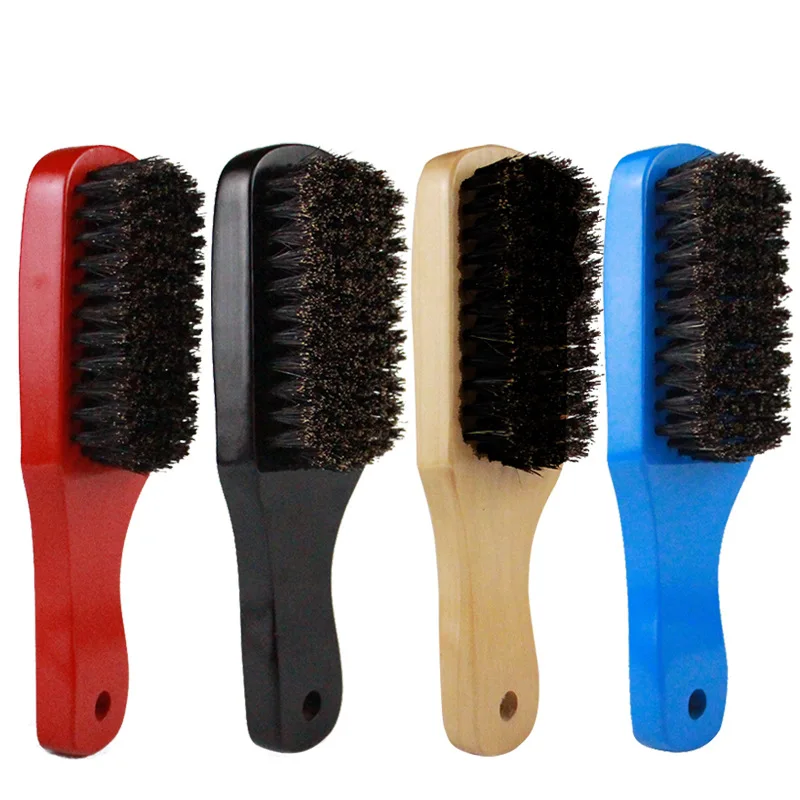 

Natural boar bristle beard brush vivid color mini carding oil head comb beech wood hair broken brush, Red/black/blue/natural wood