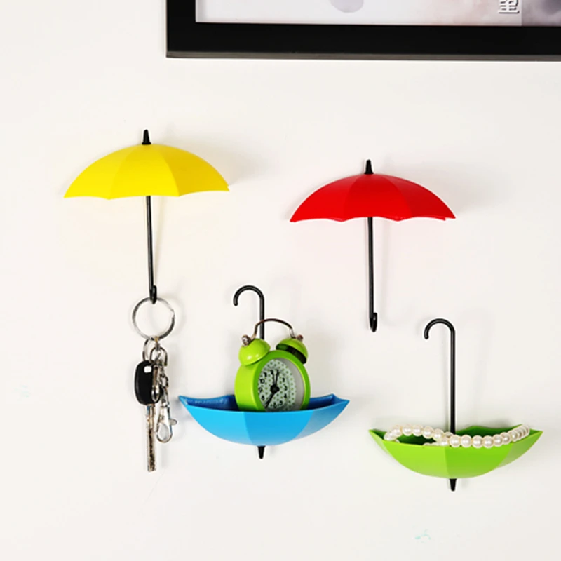 

3pcs/lot Loaded Umbrella Hook No Trace Hook Glue Kitchen Bathroom Living Room Sundries Key Storage Wall Decoration Hook, Random selection