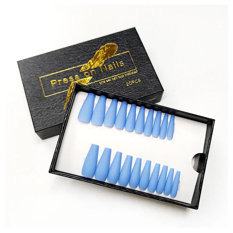

Wholesale Stiletto Blue Press on Nails New Product 2021 Popular