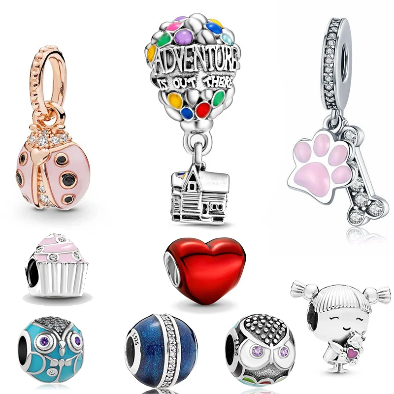 

925 Sterling Silver Mother & Daughter Hearts Dangle Charms Pendant DIY Fine Beads Fit Original Pandora Charm Bracelet Jewelry