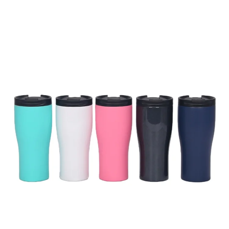 

16 oz Powder Coated Insulated Mug Stainless Steel Tumbler Cup Mugs, Black, blue, pink