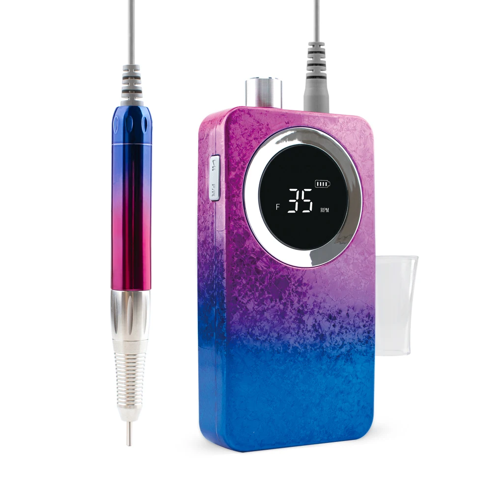 

2021 Fashionable Gradient colour Blue&Red Brushless nail electric drill machine Rechargeable Portable drill nail 35000RPM, White, black, pink, red, silver, gold, rose gold, purple, blue