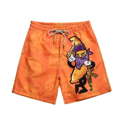 

IHJ3793 Beach pants summer men's clothing casual cartoon printing quick-drying shorts