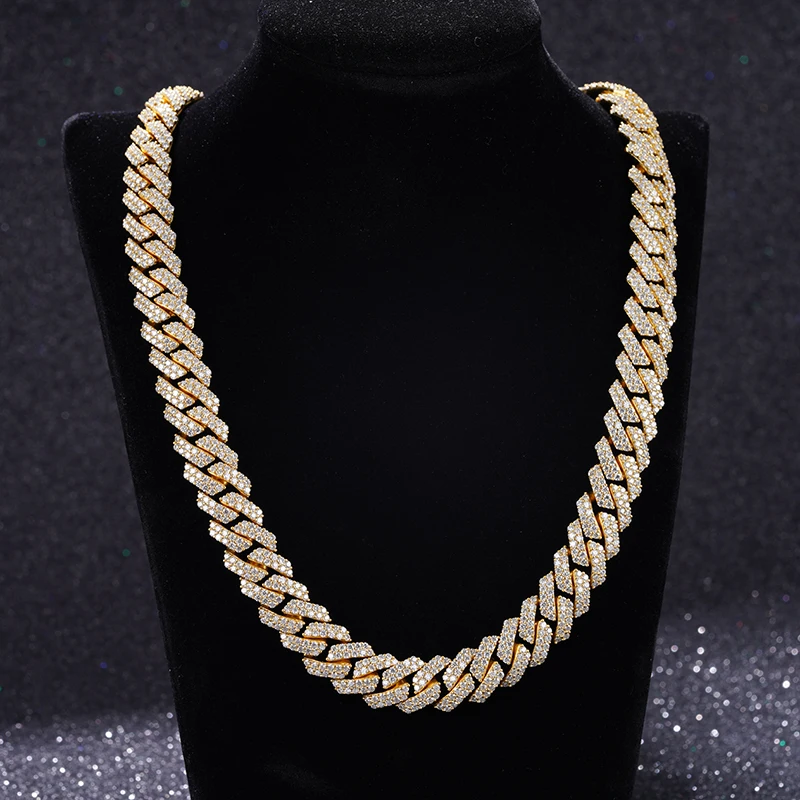 

hot sale style moissanite chain S925 sterling silver Hiphop style Cuban link chain necklace for men