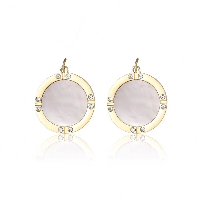

Gold-plated stainless steel mother-of-pearl disc necklace accessories pendant necklace female fashion simple accessories