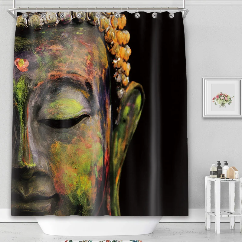 

180*180cm Customized Eco-Friendly Budda Shower Curtain