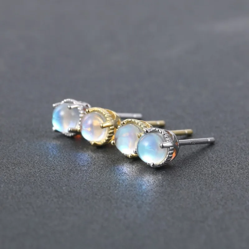 

Dainty gold plated 925 sterling silver moonstone simple stud earrings