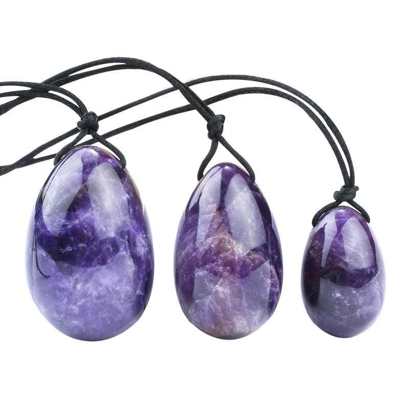 
2020 Best Seller Natural High Quality Amethyst Yoni Egg Set for Kegel Exercise 