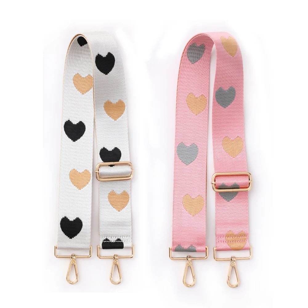 5CM Bag Strap Heart Woven Design Nylon Webbing Crossbody Bag Adjustable Belt Fashion Accessories Pink Bag Shoulder Strap