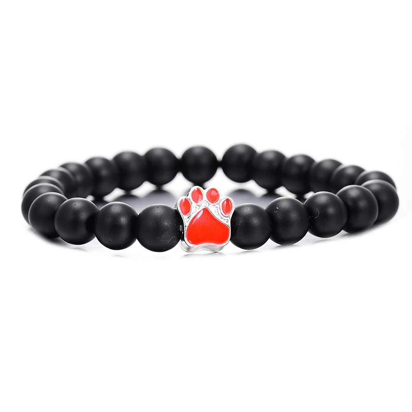 

Trendy Matt Black Natural Stone Beaded Bracelet For Women Men Animal Jewelry Cute Alloy Dog Claw Bracelets&Bangles