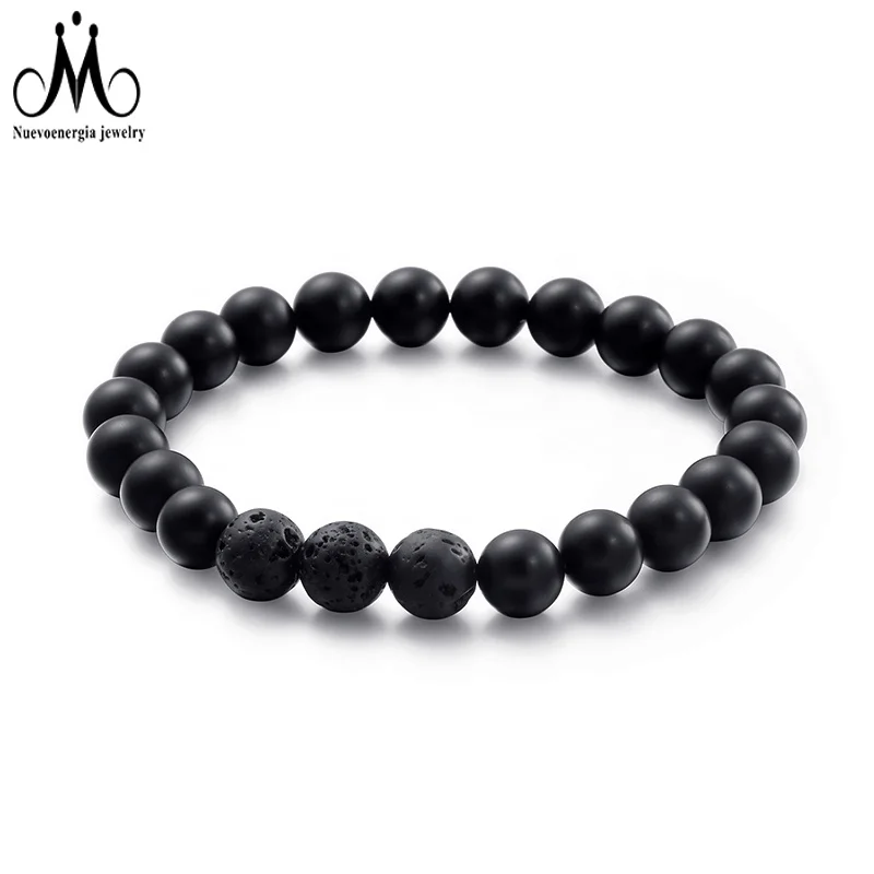 

Wholesale Matte Onyx Bead Bracelet Natural Stone Elastic Yoga Bracelet, As picture