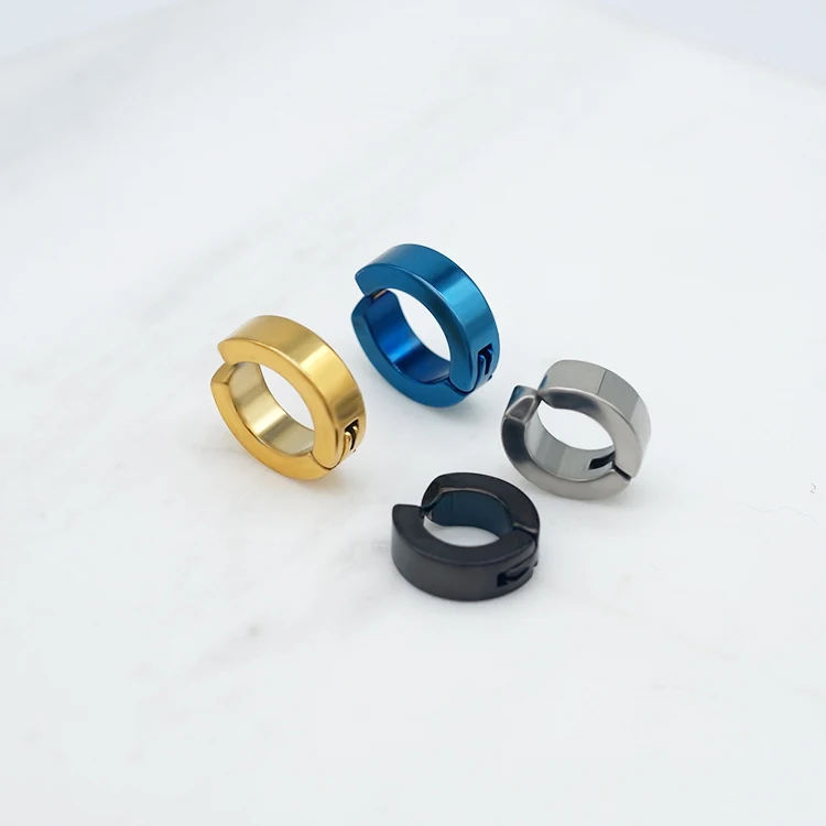 

blue stainless steel black cuff earring Hoop Non Piercing Clip on Ear Jewelry Piercing Earrings men