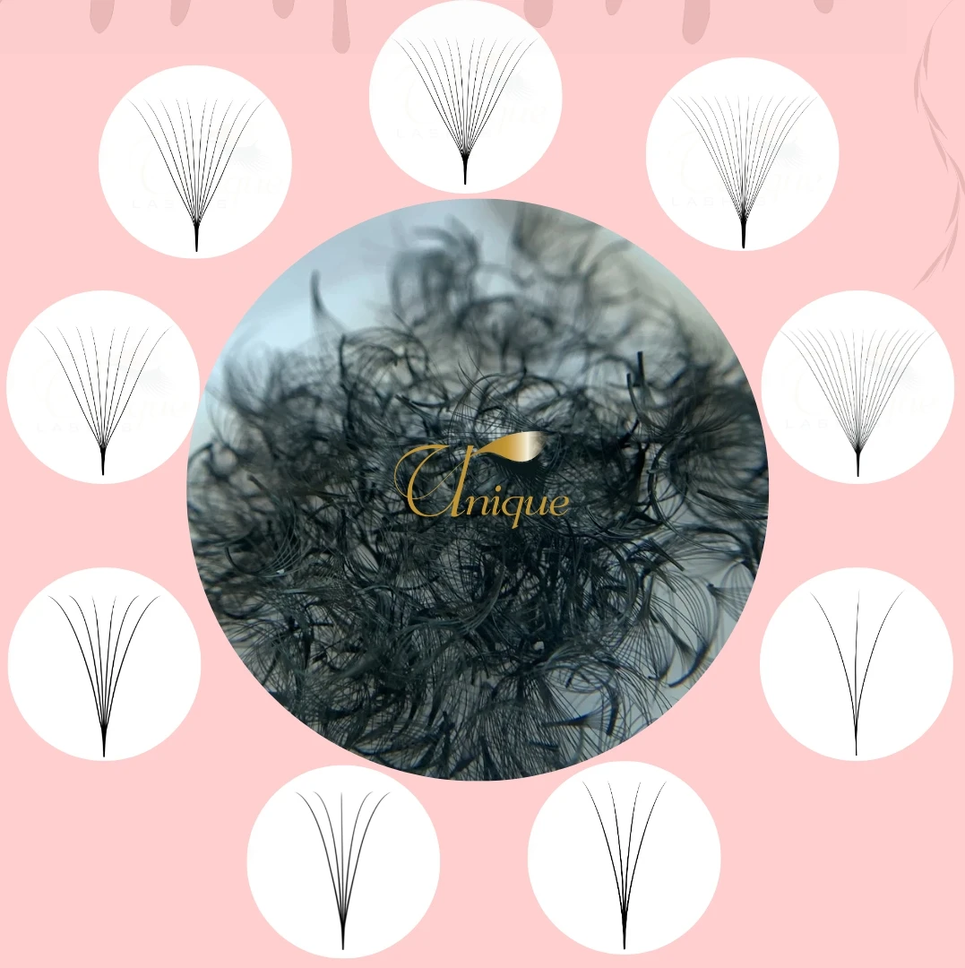 UNIQUE Promade Fans Velvet Soft Matte BLACK 0.03 0.05 0.07 Fluffy Loose PREMADE FANS 8D 10D 12D 14D 16D Eyelash Extensions