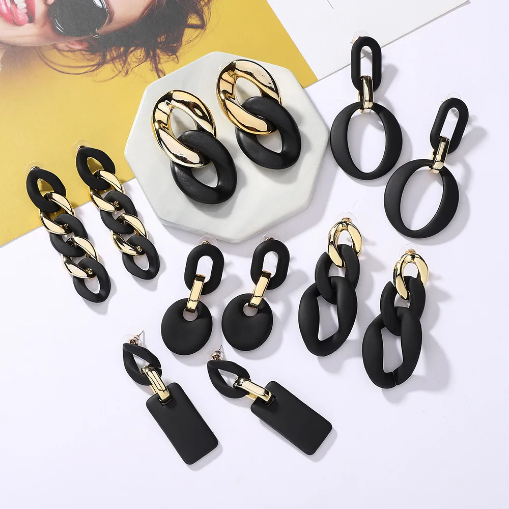 

HOVANCI Europe hot sale 9 trendy crystal pearl floral lace tassel black drop down tassel earrings