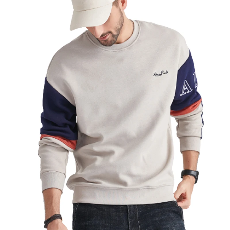 

2021Fashion New Style Custom Printing knitted Patch Colorblocked Embroidered Mens Quality Pullover Hoodies, Customized color