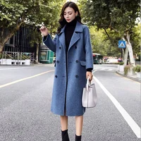 

Winter Coat Women Elegant Wool Coat Lapel Long Sleeve Thick Warm Long Woolen Overcoat Winter Thicken Fashion Overcoat