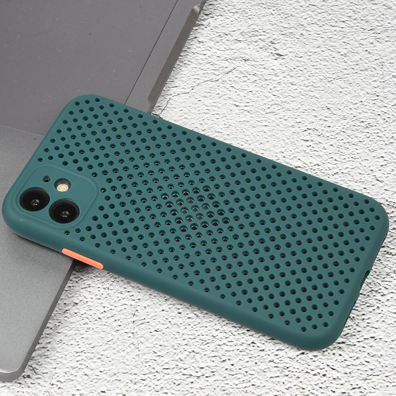 

Breathable hole heat dissipation soft tpu cell phone case for iphone 11 pro cooling phone case for iphone 11 12 Pro Max Mini, Multi option