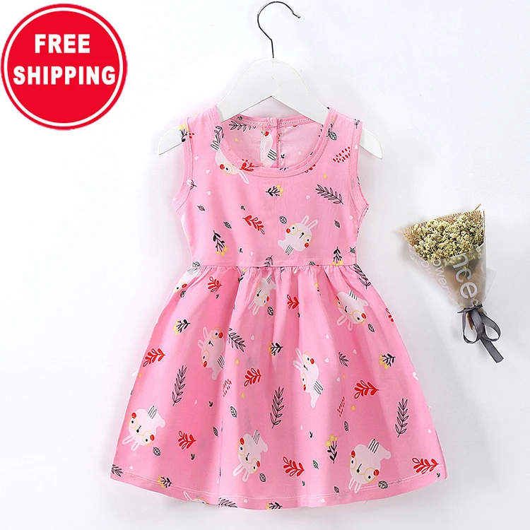 

Children's clothing 2021 summer new girls cotton silk dress