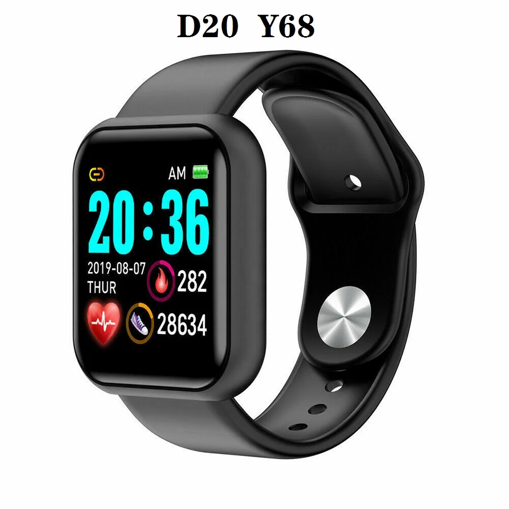 

D20 Pro Smart Watch Y68 IP67 Waterproof BT Wireless Fitness Tracker Sports Watch Heart Rate Wristband for IOS Android