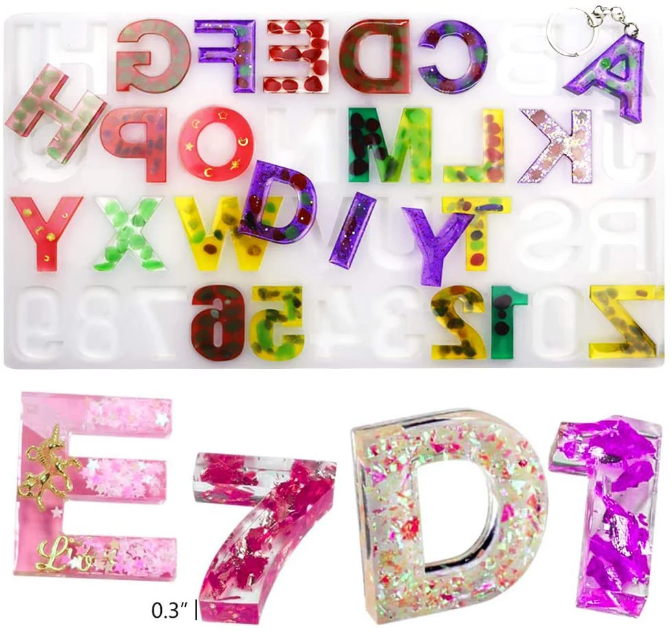 

Free Sample Alphabet Coaster Silicone Crystal Casting Epoxy Molds For Resin, Transparent