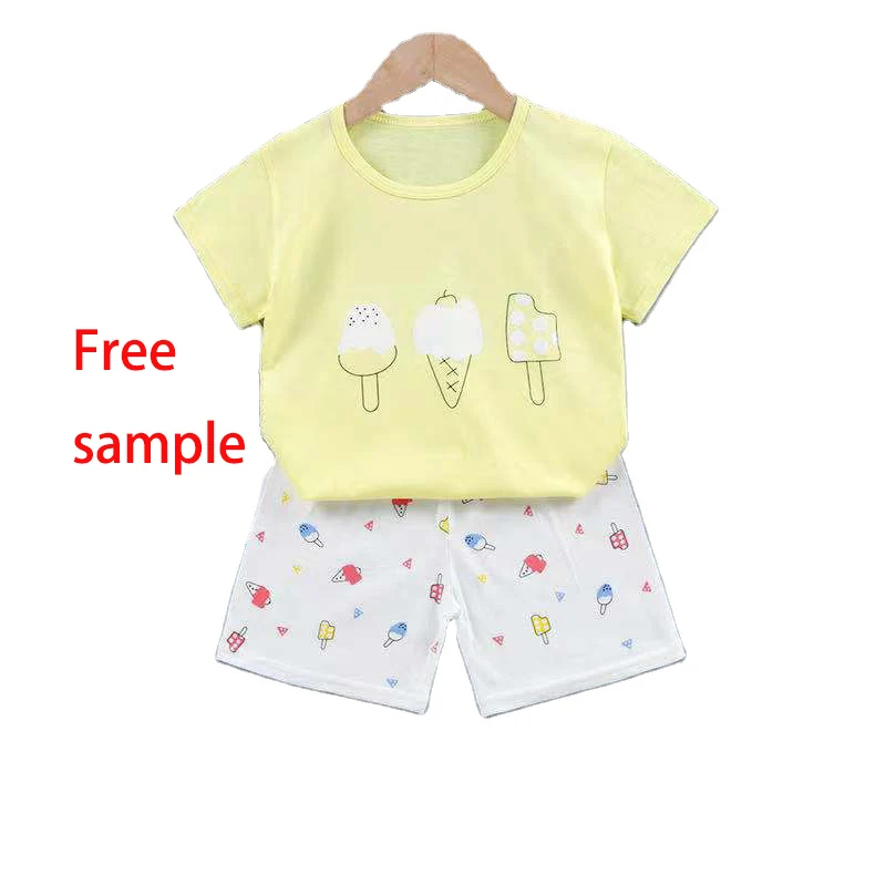 

baby summer custom boutique manufacture knitting trending now fashion short sleeve pure cotton clothes sets, Picture