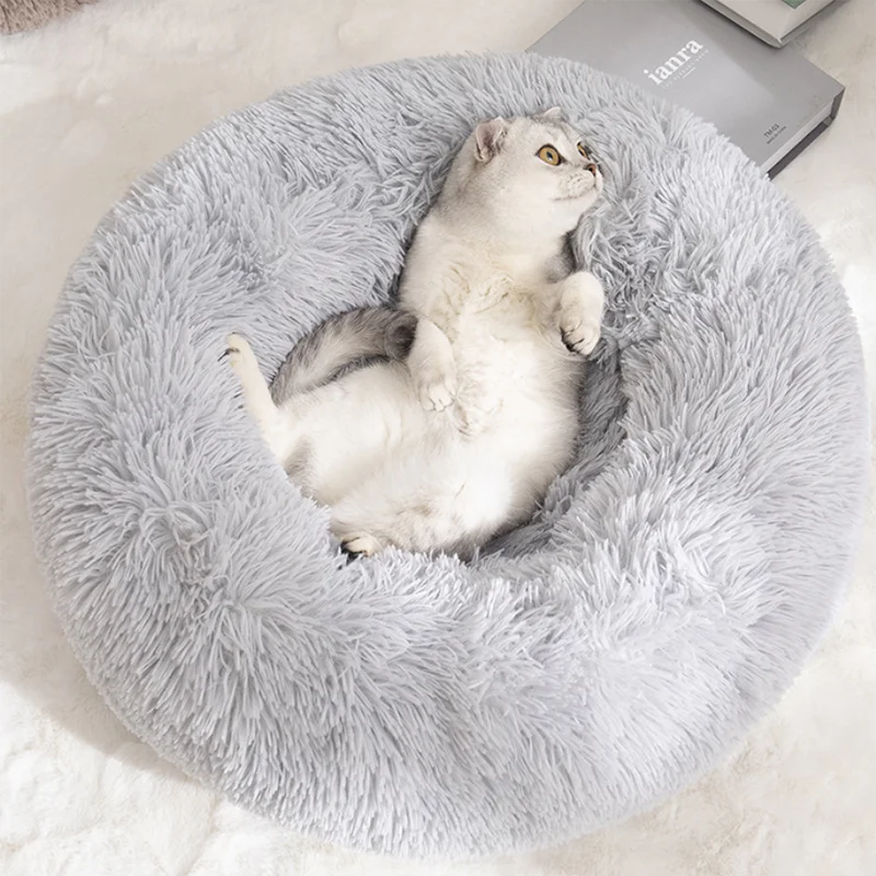 

Factory Directly Selling Detachable Custom Cat Litter Kennel Plush Round Deep Sleep Warming Pad Pet Bed, See picture