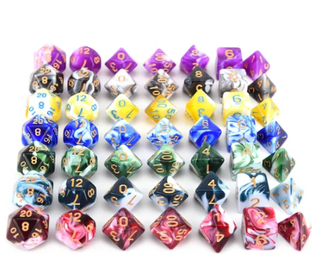 

7Pcs dice set trgp game polyhedron D4-D20 multi-faceted new dice tower acrylic dados rpg two-color multi-faced dnd dice