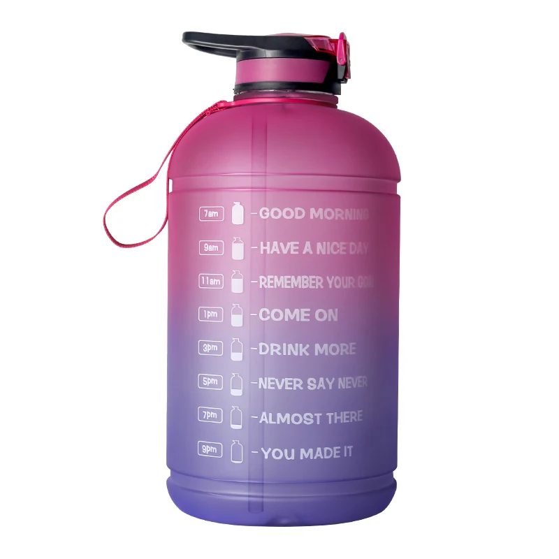 

2020 one gallon plastic water bottle Large Capacity motivational Water Bottle PETG Plastic Time Marker sport water bottle, Customized color