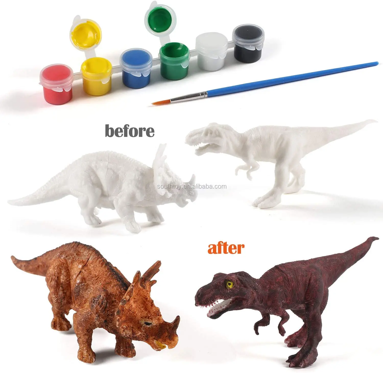 Diy Dinosaur Color Arts Crafts 3d Painting Dinosaurs Kit Toys Buy