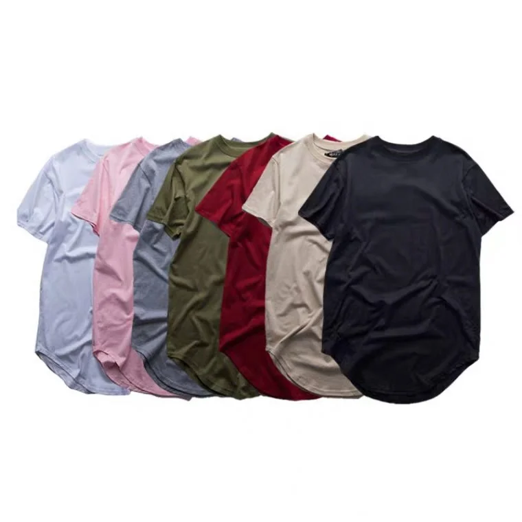 

Custom wholesale hip hop clothing men soft blank t shirts bulk plain 100% cotton longline t shirt