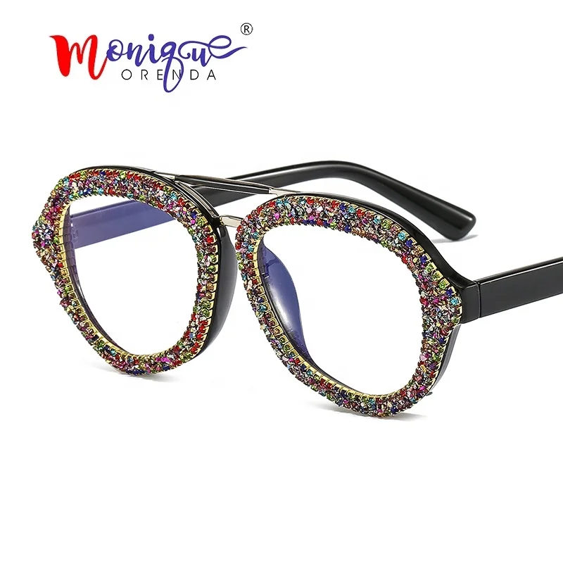 

Monique Orenda 2021 luxury unisex clear frame sunglasses bling glitter rhinestone glasses, As pictures shows
