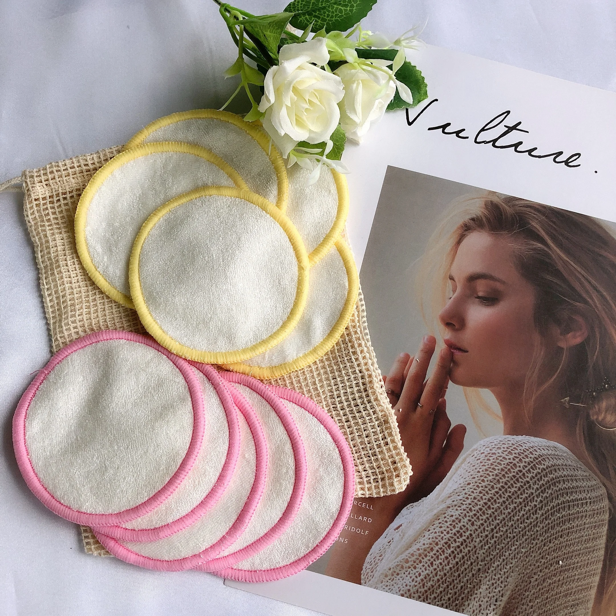 

reusable bamboo cotton makeup remover cotton pads round make up remover pad, Natural color