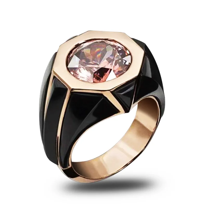 

CAOSHI Wholesale Men's Ring with Crystal Stone Alloy Low MOQ Rose Gold Men Rings