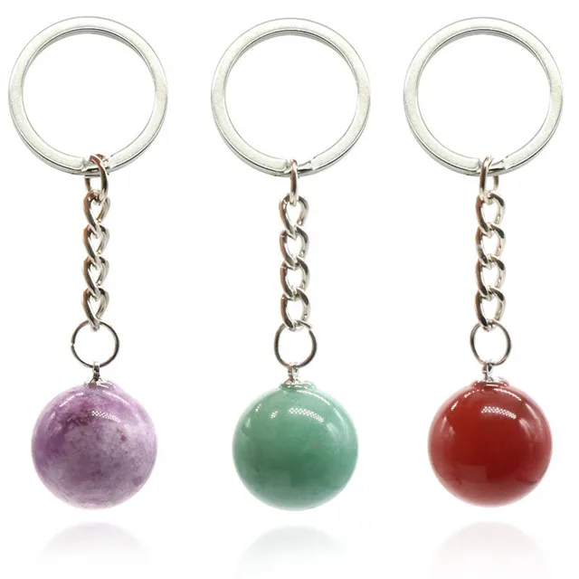 

Wholesale Natural Quartz Chakra Healing Gifts Crystal Stone Sphere Key chain