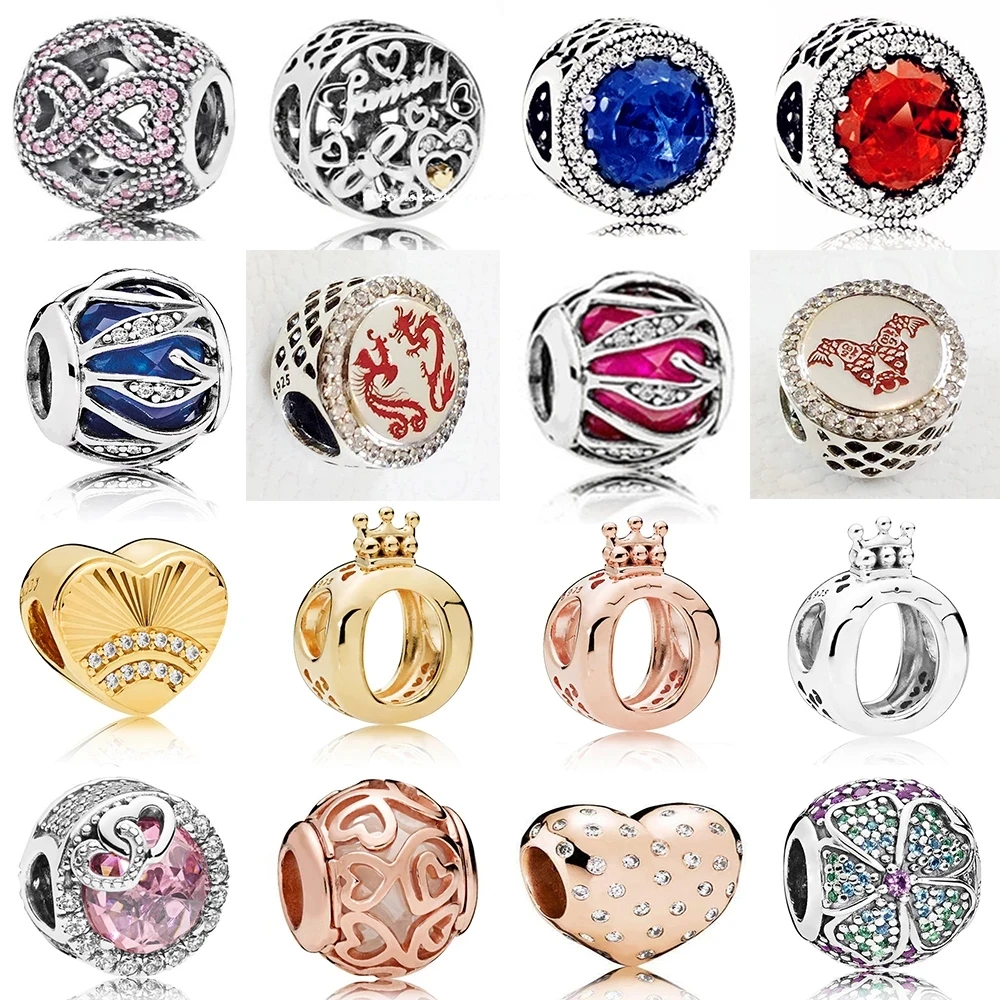 

NEW 100% 925 Sterling Silver High Quality O Crown Clear CZ Charm Bead Fit DIY Original Bracelet Jewelry The Factory Wholesale