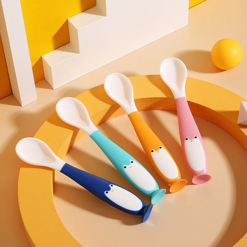 

BPA free Baby spoon fork set flexible baby feeding spoon kit baby product, Green pink blue yellow