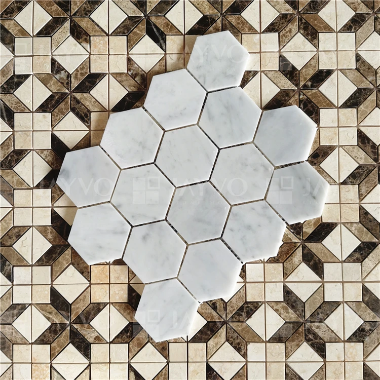 Italian Bianco Carrara Marble Mosaic Hexagon Polish 285*300MM Tiles Marble Mosaic Art Tile