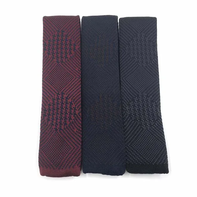 

Customization Knitted Tie Mens Casual Colorful Plain Slim Skinny Woven Knit Necktie Knitted Tie